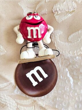 NEW! Monet Red M&M Character Enamel Hinged Keepsake Trinket Box